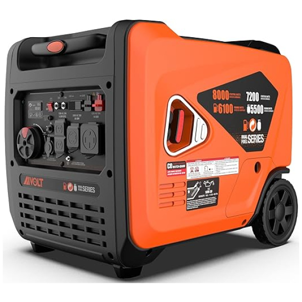 AIVOLT 8000 Watts Dual Fuel Portable Inverter Generator Super Quiet Gas Propane Powered Electric Start Outdoor Generator for Home Back Up Travel RV...