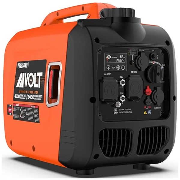 AIVOLT Inverter Generator 4300W Gas Powered Portable Generator Super Quiet Outdoor Generator RV Ready for Camping Tools and Home Use, EPA Compliant