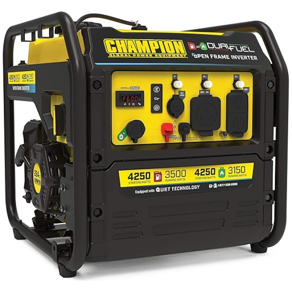 Champion Power Equipment 200914 4250-Watt Open Frame Inverter Generator, Dual Fuel Technology