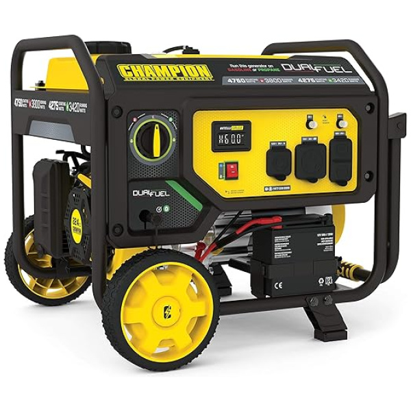 Champion Power Equipment 201052 4750/3800-Watt Dual Fuel Portable Generator with Electric Start, Wheel Kit