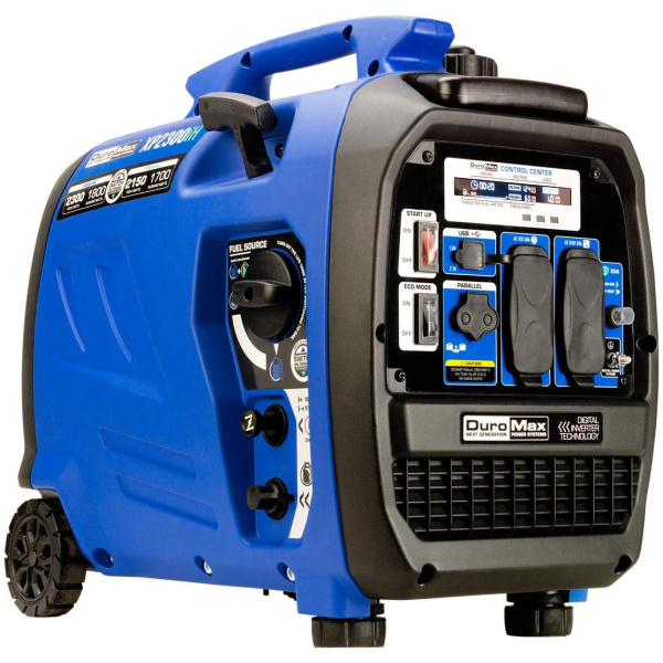 DuroMax XP2300iH 2300-Watt 80cc Dual Fuel Digital Inverter Hybrid Portable Generator, Blue