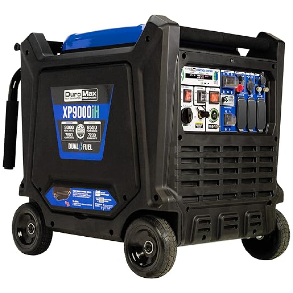 DuroMax XP9000iH 9000-Watt 459cc Dual Fuel Digital Inverter Hybrid Portable Generator, Blue