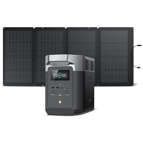 EF ECOFLOW Solar Generator DELTA2 with 220W Solar Panel, LFP(LiFePO4) Battery, Fast Charging, Portable Power Station for Home Backup Power, Camping...