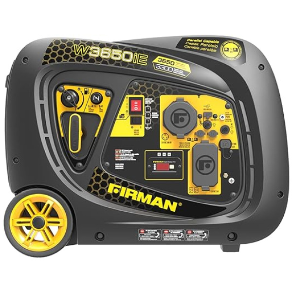 Firman W03382 Inverter 3650/3300W Electric Start Gasoline Powered Parallel Ready Portable Generator Black