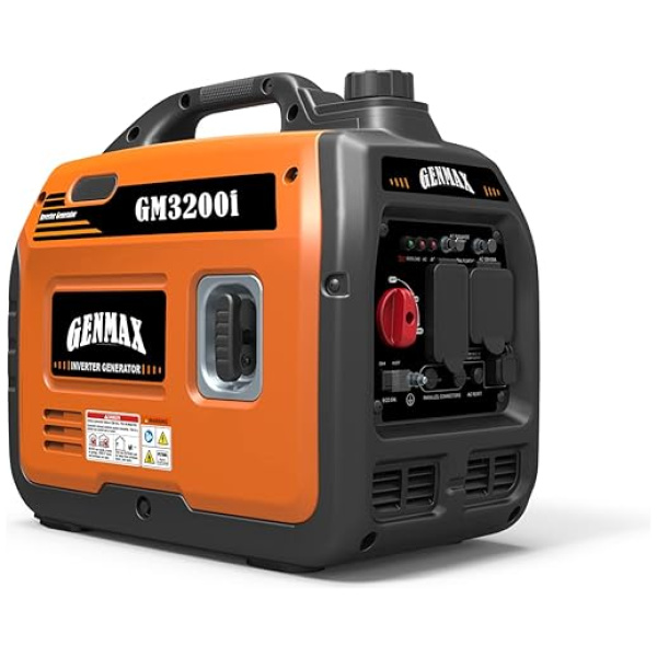 GENMAX Quiet Power Series Inverter Generator，Gas Powered, EPA Compliant, Eco-Mode Feature, Ultra Lightweight for Backup Home Use & Camping