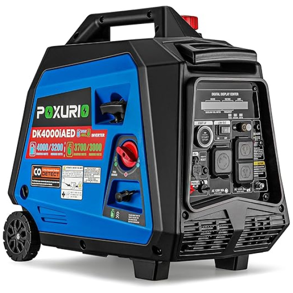 POXURIO 4000 Watt Generator, DK4000iAED Dual Fuel Generator, Gas Propane Inverter Generator Super Quiet, Remote Start/RV Ready/EPA for Outdoor...