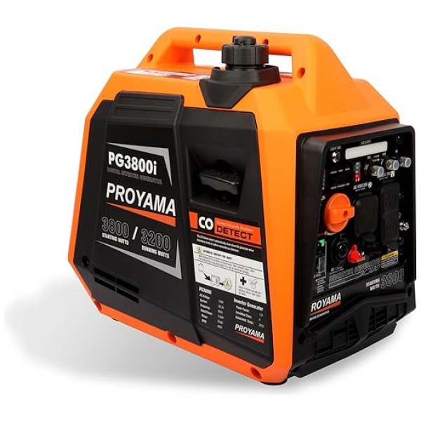 PROYAMA Portable Inverter Generator, Super Quiet Light Weight 3800 Watt Gas Generator for Home Backup & RV, EPA & CARB Compliant