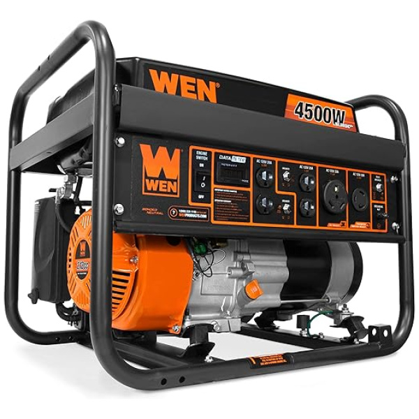 WEN GN4500 4500-Watt 212cc Transfer Switch and RV-Ready Portable Generator, CARB Compliant, Orange/Black