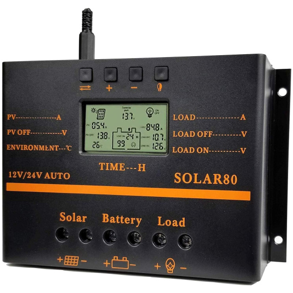 ZHCSolar Solar Charge Controller 80A 12V 24V PWM Solar Panel Charger Regulator for Renewable Energy 1920W Max with USB Multi Circuit Protection...